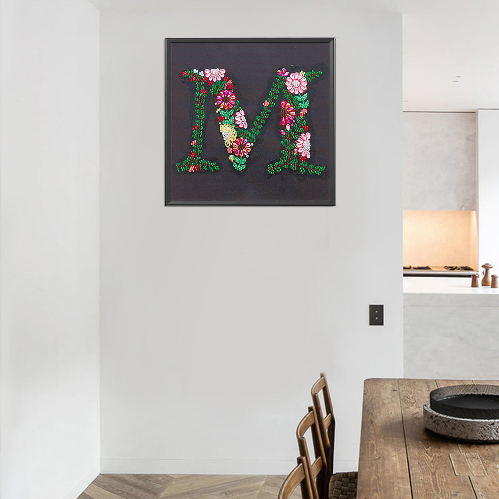 Embroidered Letters - Special Shaped Drill Diamond Paiting 30*30CM