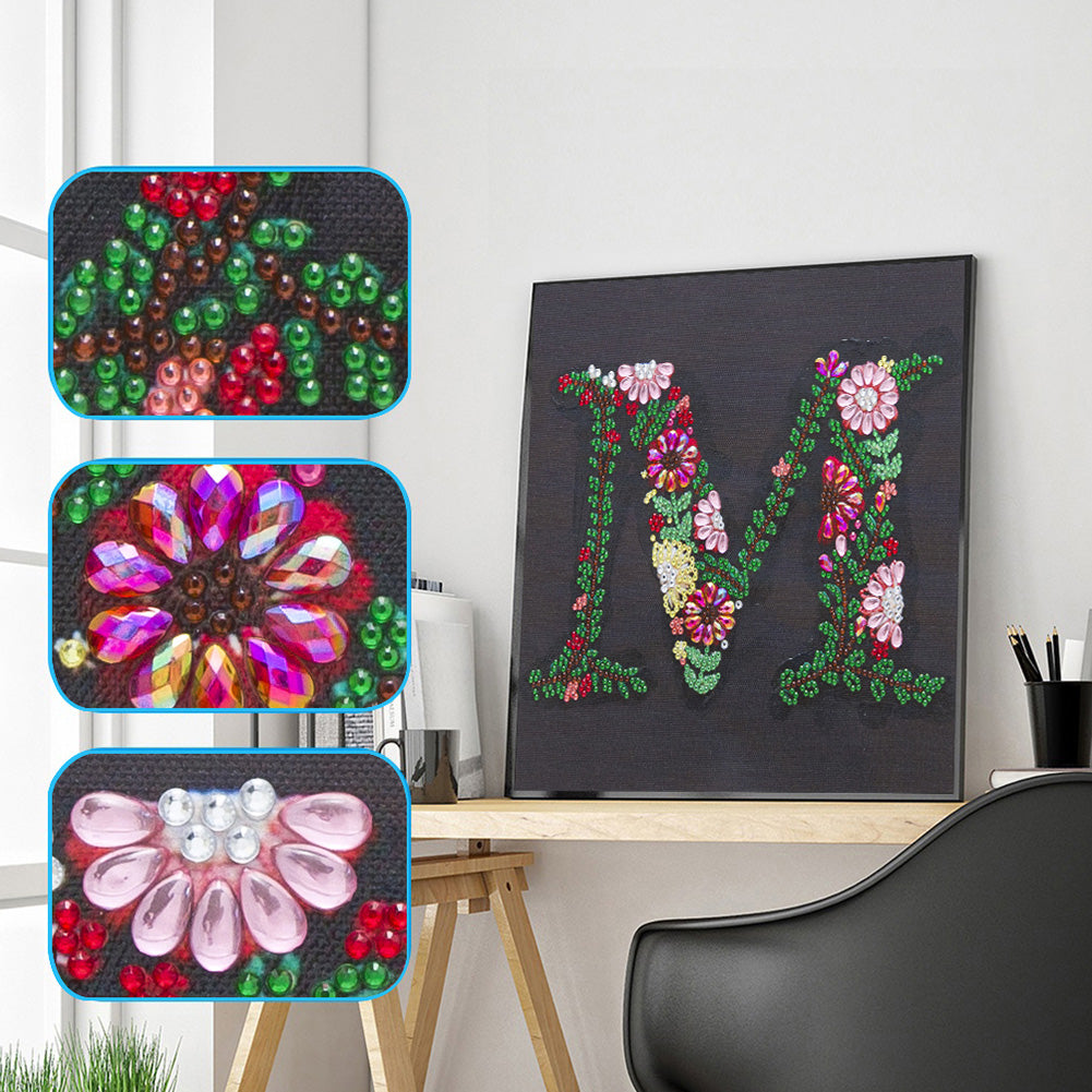 Embroidered Letters - Special Shaped Drill Diamond Paiting 30*30CM