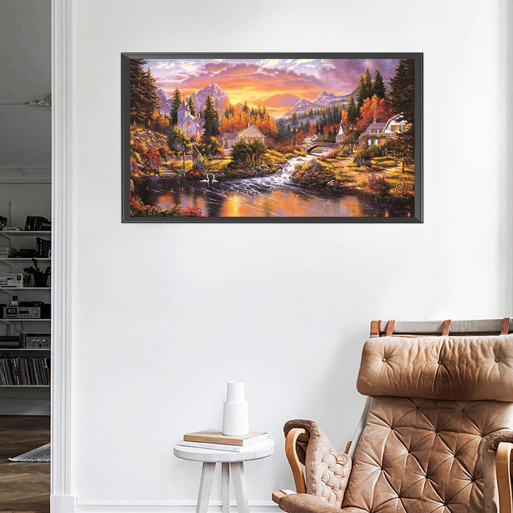 Foothill Village - Full Round Drill Diamond Painting 80*40CM