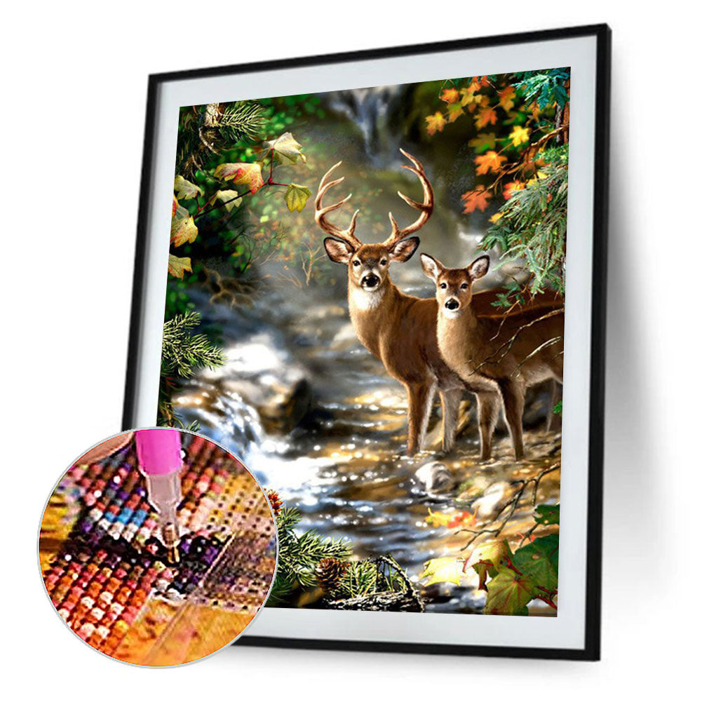 Deer - Full Round Drill Diamond Painting 30*40CM