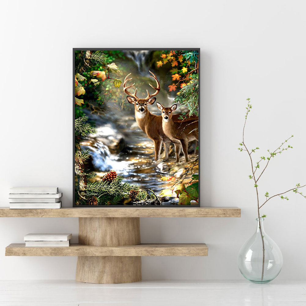 Deer - Full Round Drill Diamond Painting 30*40CM