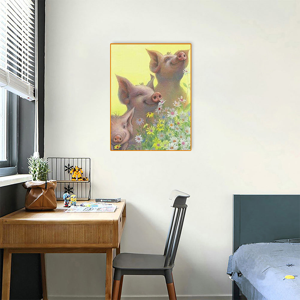 Daisy And Piglet - Full Round Drill Diamond Painting 30*40CM
