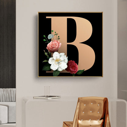 Flower Letter B - Full Square Drill Diamond Painting 50*50CM