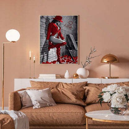 Beauty In Red 50*60CM(Canvas) Full Round Drill Diamond Painting