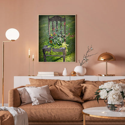 Flower On Chair 50*60CM(Canvas) Full Round Drill Diamond Painting