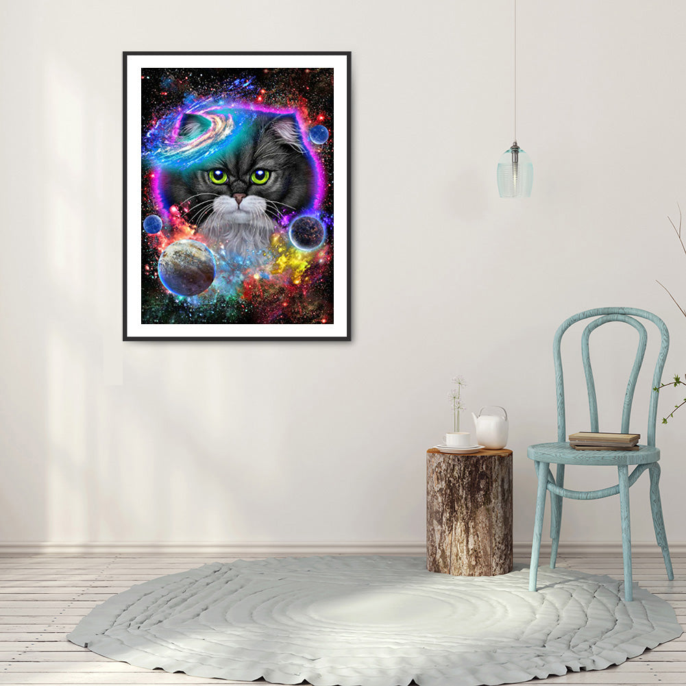 Cat In The Universe 30*40CM(Canvas) Full Round Drill Diamond Painting