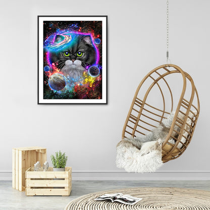 Cat In The Universe 30*40CM(Canvas) Full Round Drill Diamond Painting