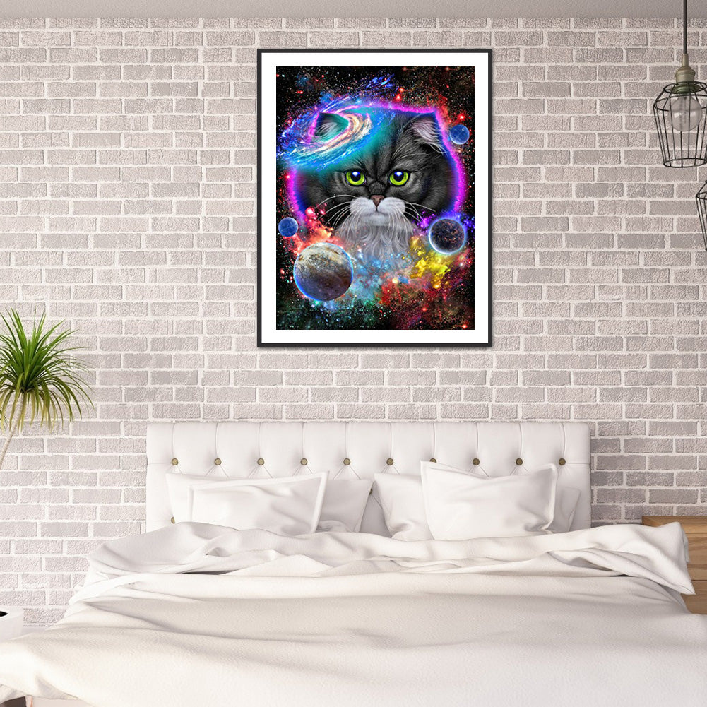 Cat In The Universe 30*40CM(Canvas) Full Round Drill Diamond Painting