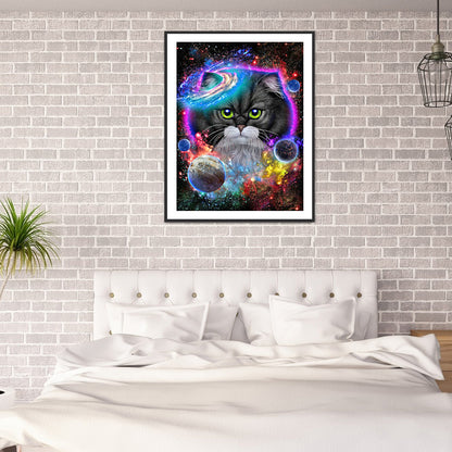 Cat In The Universe 30*40CM(Canvas) Full Round Drill Diamond Painting