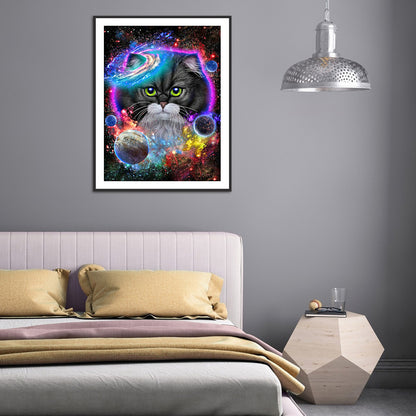 Cat In The Universe 30*40CM(Canvas) Full Round Drill Diamond Painting