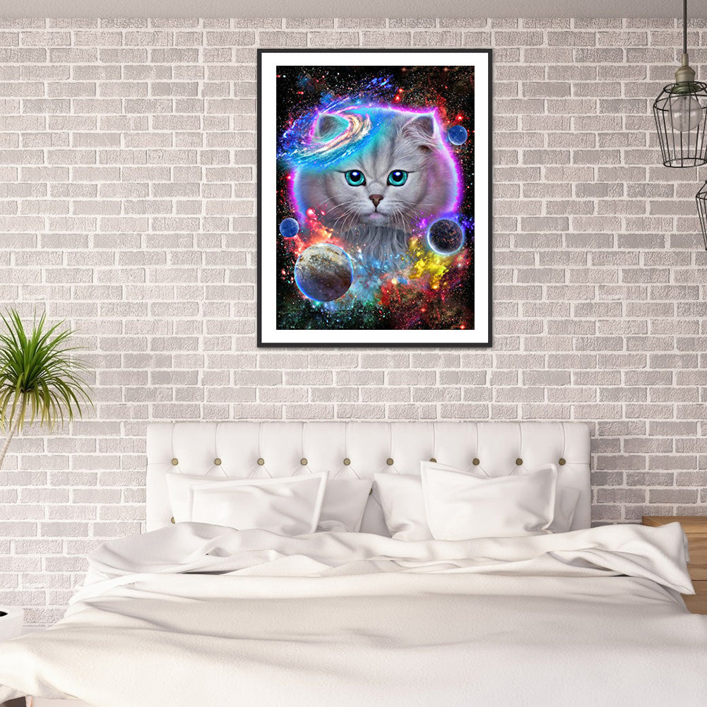 Cat In The Universe 30*40CM(Canvas) Full Round Drill Diamond Painting