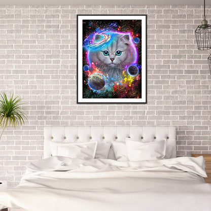 Cat In The Universe 30*40CM(Canvas) Full Round Drill Diamond Painting