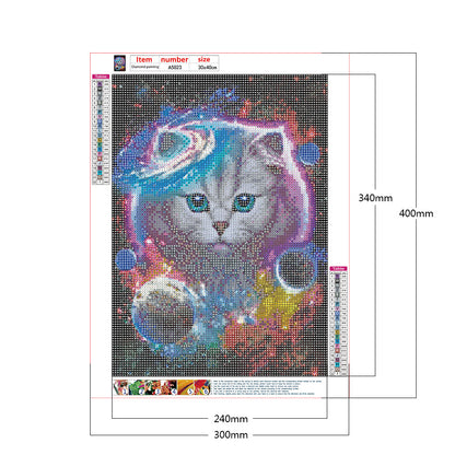 Cat In The Universe 30*40CM(Canvas) Full Round Drill Diamond Painting