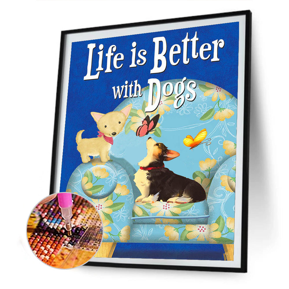 Dog 30*40CM(Canvas) Full Round Drill Diamond Painting