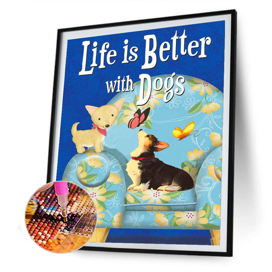 Dog 30*40CM(Canvas) Full Round Drill Diamond Painting