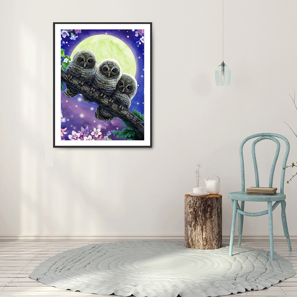 Owl 30*40CM(Canvas) Full Round Drill Diamond Painting
