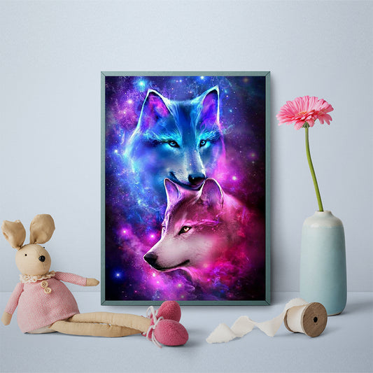 Two Wolves 30*40CM(Canvas) Full Round Drill Diamond Painting