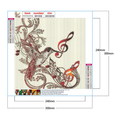 Musical Note 30*30CM(Canvas) Full Round Drill Diamond Painting