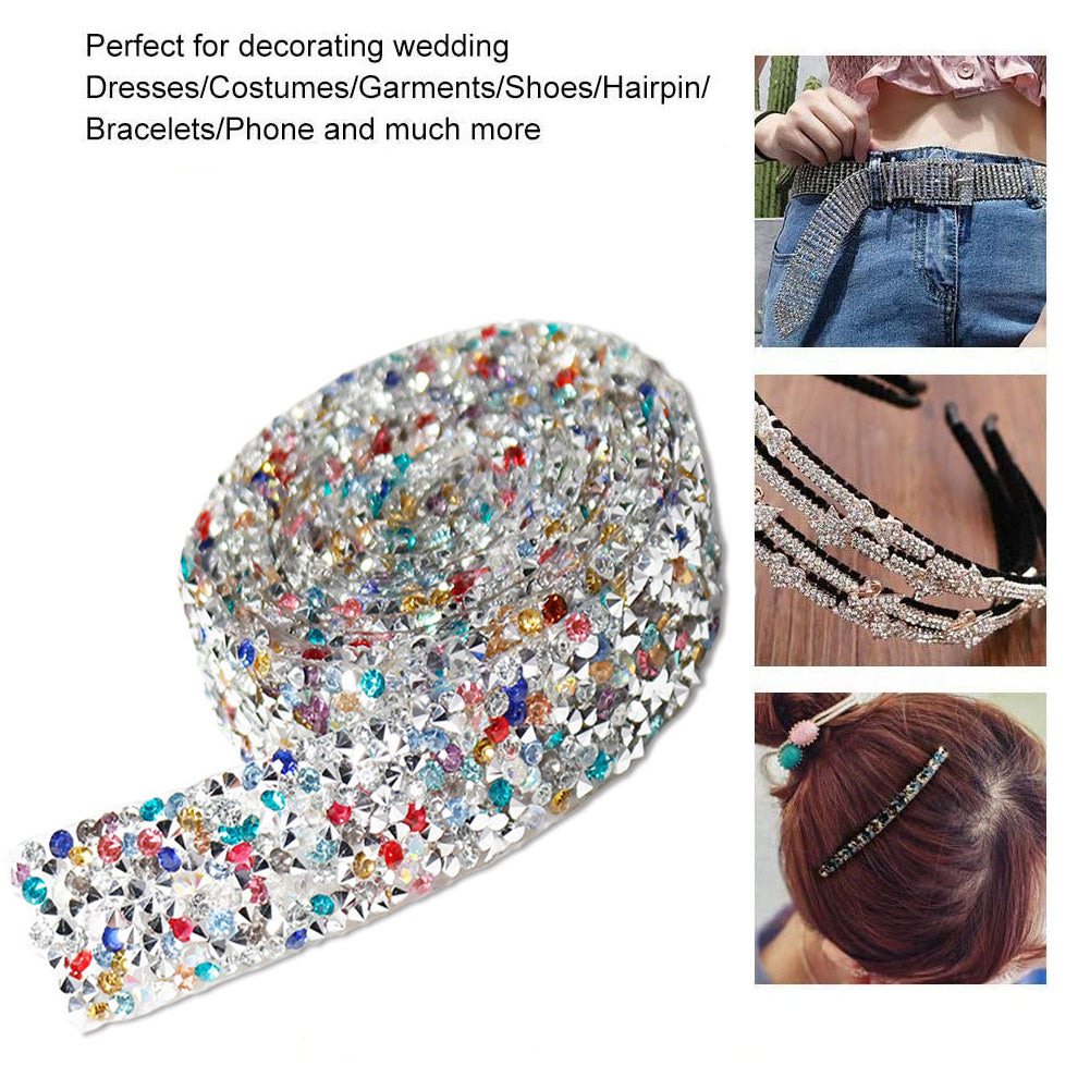Self Adhesive Crystal Rhinestone Diamond Ribbon DIY Car Phone Sticker Tape