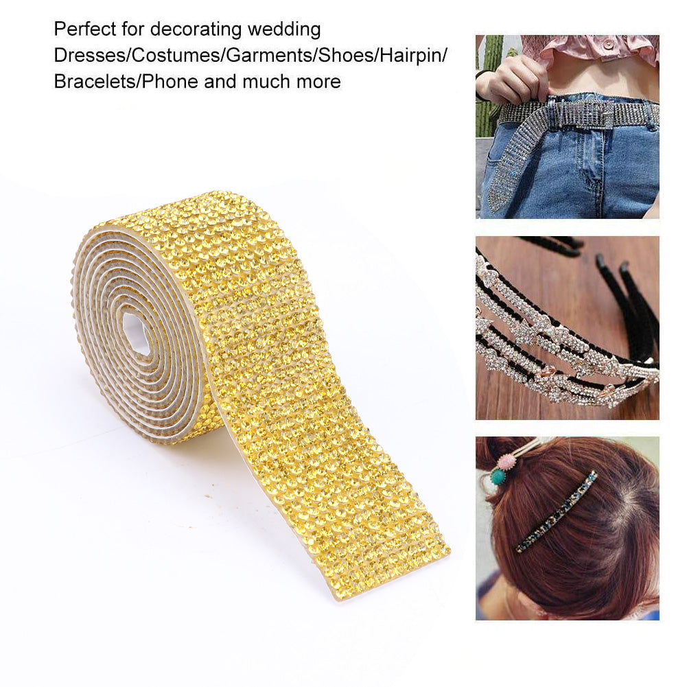 1m Rhinestone Tape Ribbon Self-adhesive Crystal DIY Cake Wrap Wedding Decor