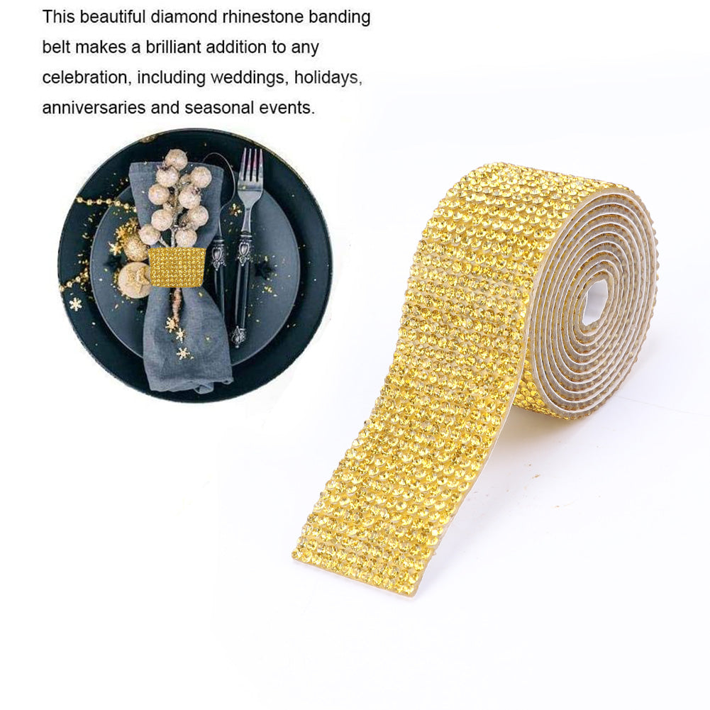 1m Rhinestone Tape Ribbon Self-adhesive Crystal DIY Cake Wrap Wedding Decor