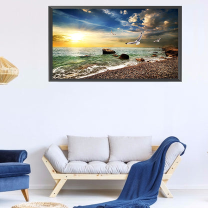 Rocky Seaside 80*40CM(Canvas) Full Round Drill Diamond Painting