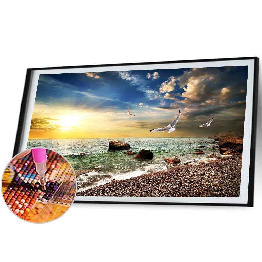 Rocky Seaside 80*40CM(Canvas) Full Round Drill Diamond Painting