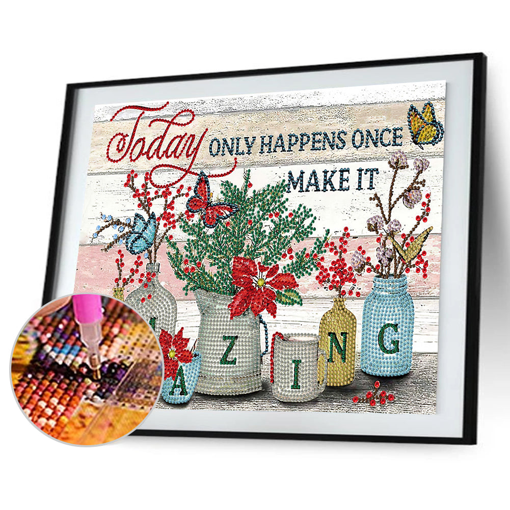 English 40*30CM(Canvas) Special Shaped Drill Diamond Paiting