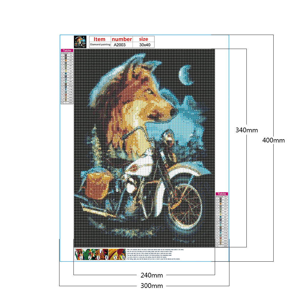 Motorcycle And Wolf 30*40CM(Canvas) Full Round Drill Diamond Painting
