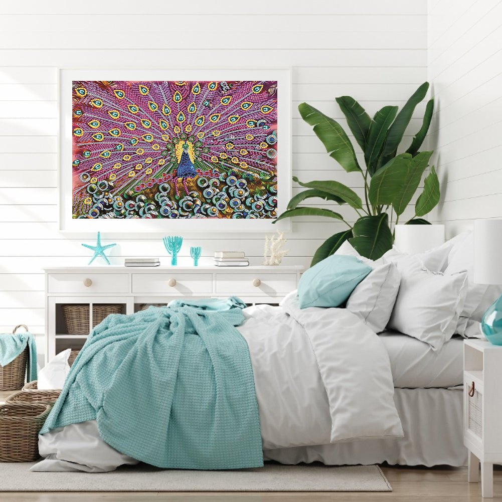 Peacock 40*30CM(Canvas) Special Shaped Drill Diamond Paiting