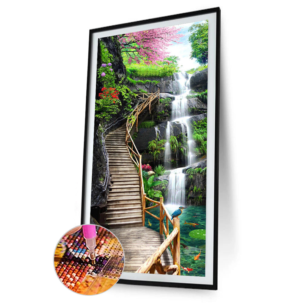 High Mountains And Flowing Water 40*80CM(Canvas) Full Square Drill Diamond Painting
