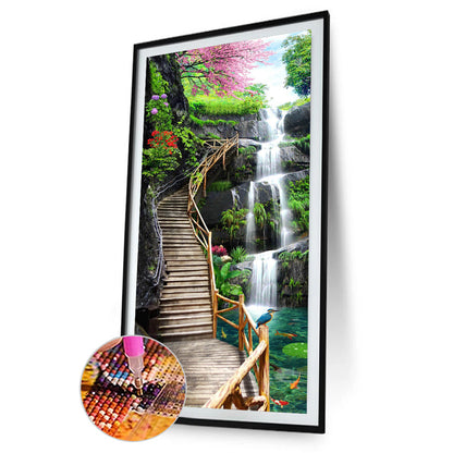 High Mountains And Flowing Water 40*80CM(Canvas) Full Square Drill Diamond Painting
