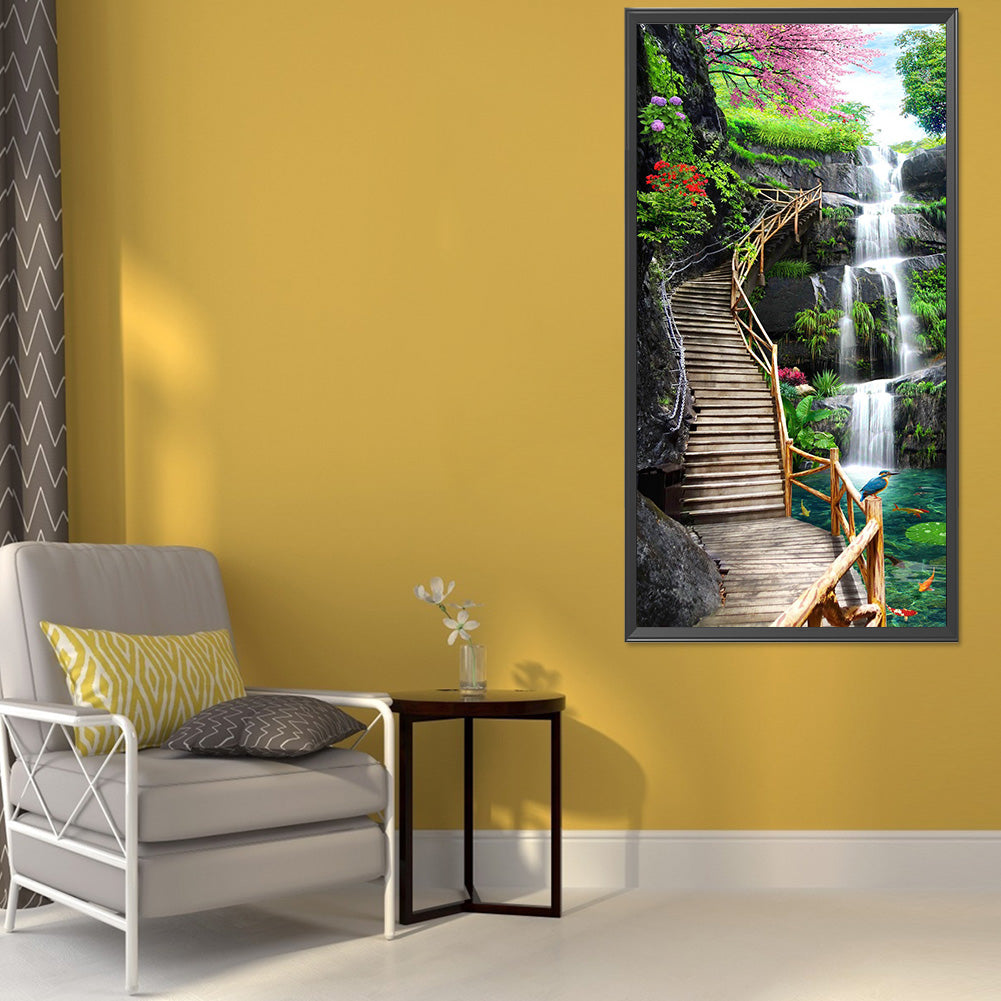 High Mountains And Flowing Water 40*80CM(Canvas) Full Square Drill Diamond Painting