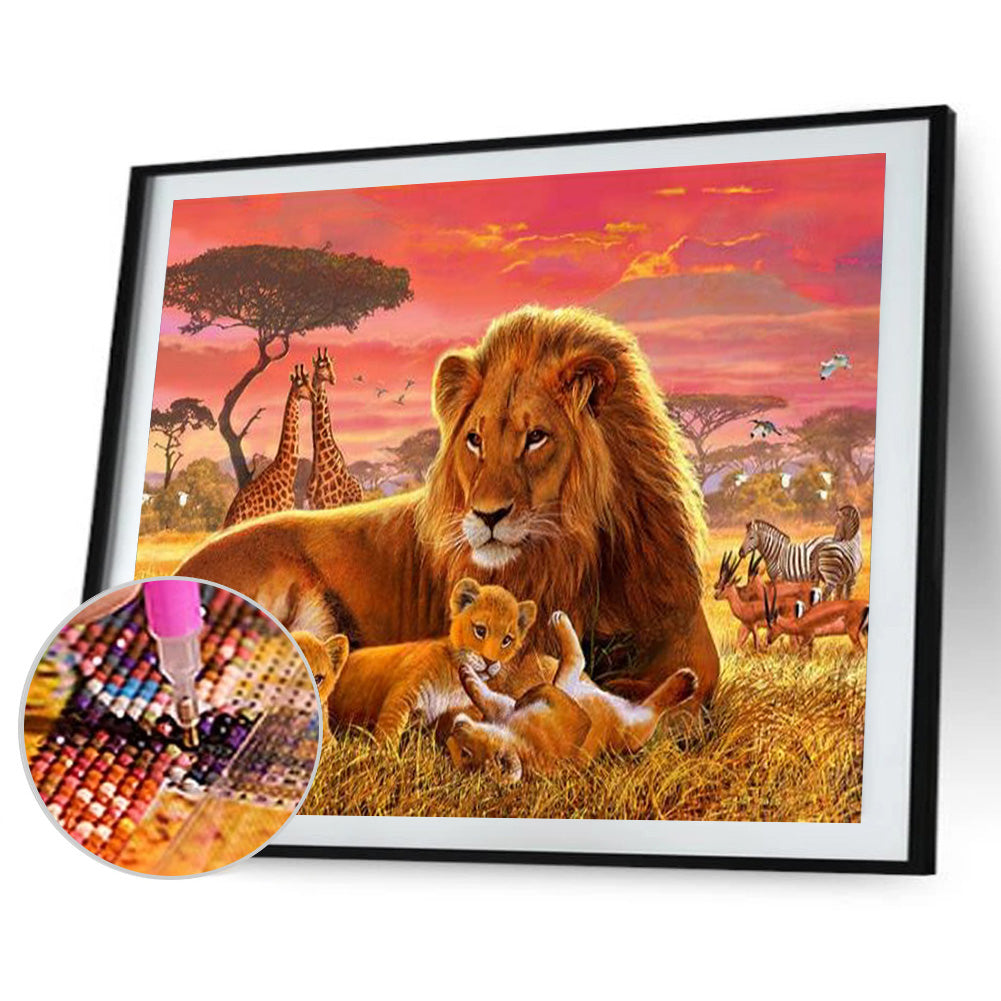 Lion 40*30CM(Canvas) Full Round Drill Diamond Painting