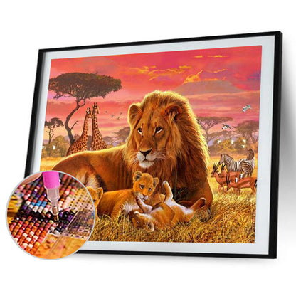 Lion 40*30CM(Canvas) Full Round Drill Diamond Painting