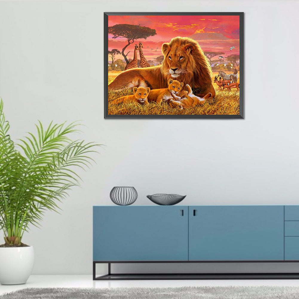 Lion 40*30CM(Canvas) Full Round Drill Diamond Painting