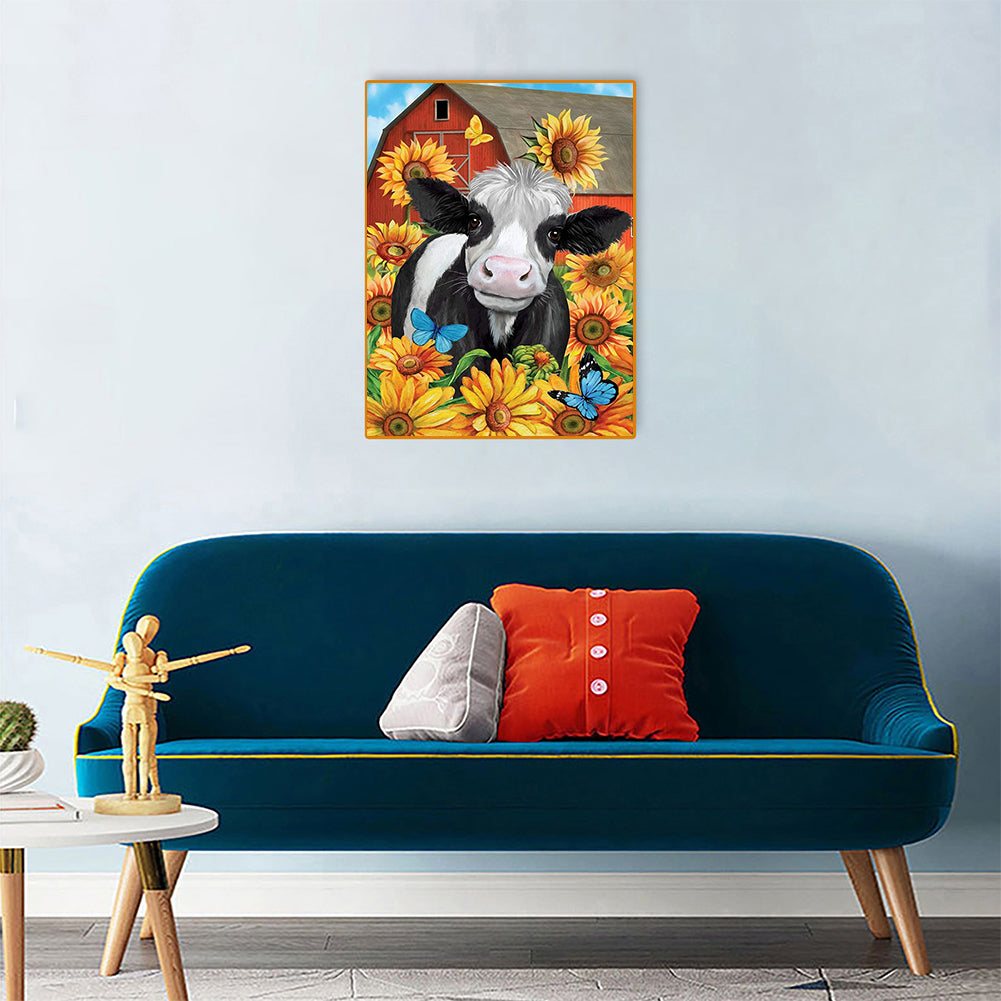 Sunflower Cow - Full Round Drill Diamond Painting 30*40CM
