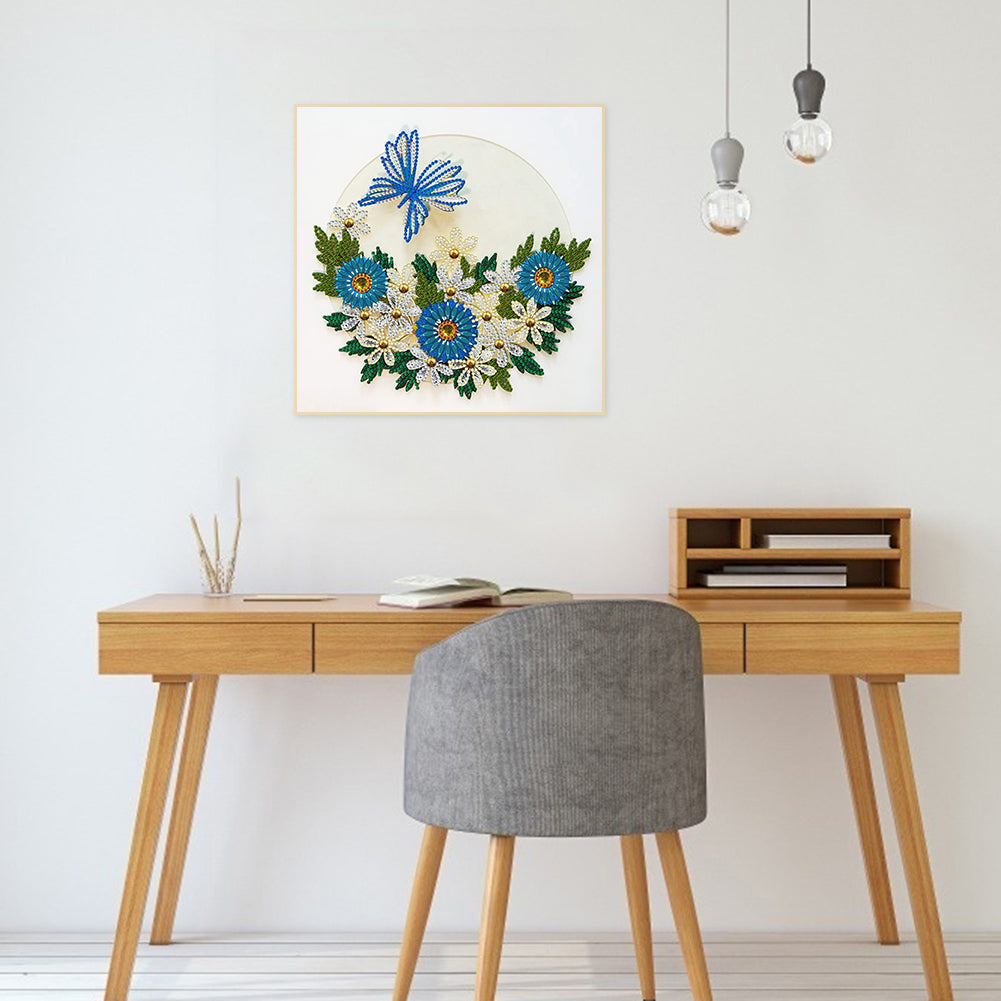 Blue Flower Butterfly - Special Shaped Drill Diamond Paiting 30*30CM