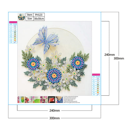 Blue Flower Butterfly - Special Shaped Drill Diamond Paiting 30*30CM