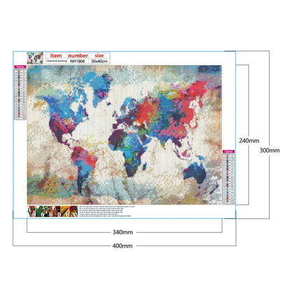 Map - Full Round Drill Diamond Painting 40*30CM