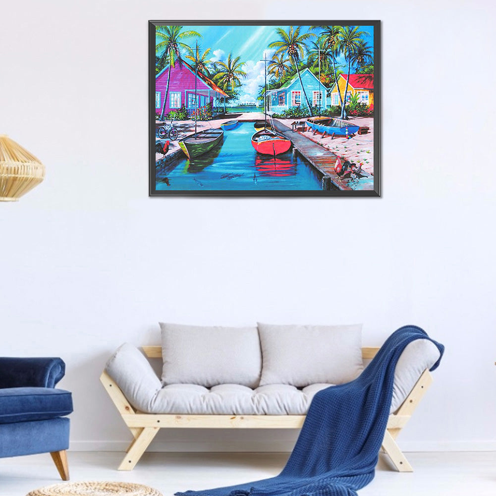Seaside Village - Full Round Drill Diamond Painting 40*30CM