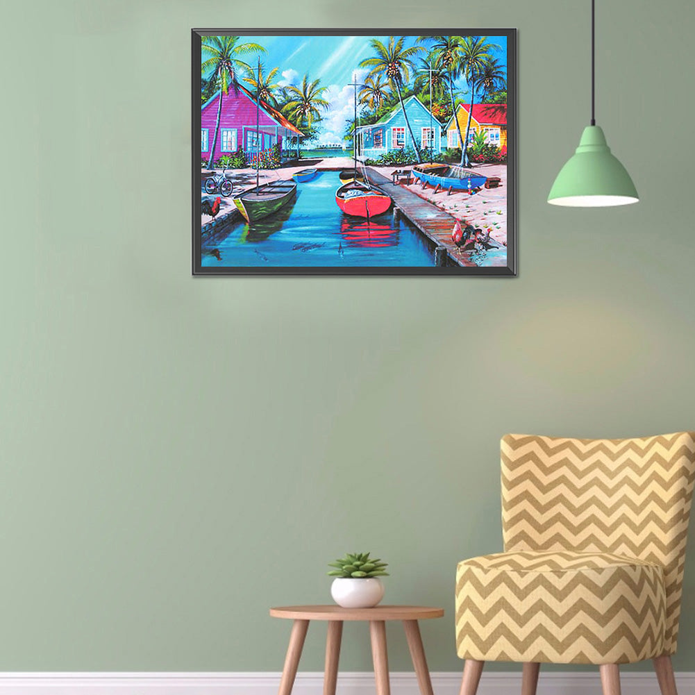 Seaside Village - Full Round Drill Diamond Painting 40*30CM