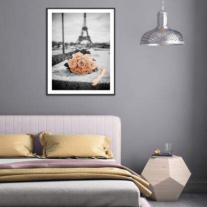 Bouquet Under The Eiffel Tower - Full Round Drill Diamond Painting 30*40CM