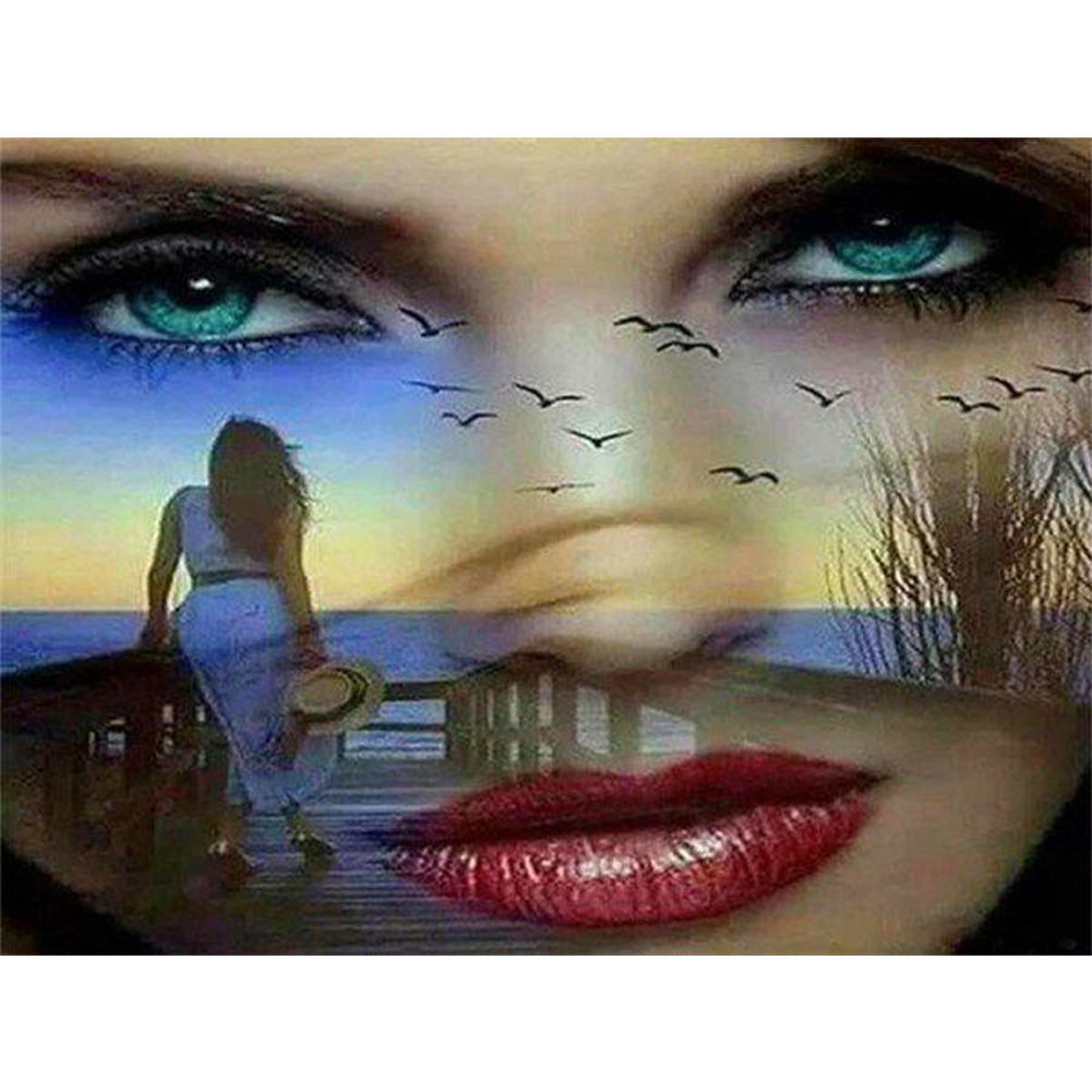European And American Woman Poster - Full Round Drill Diamond Painting 60*50CM