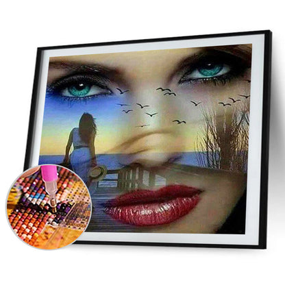 European And American Woman Poster - Full Round Drill Diamond Painting 60*50CM