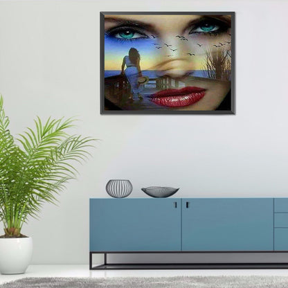 European And American Woman Poster - Full Round Drill Diamond Painting 60*50CM
