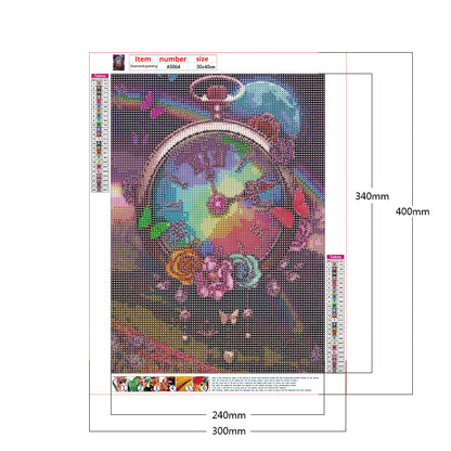 Flower Clock - Full Round Drill Diamond Painting 30*40CM