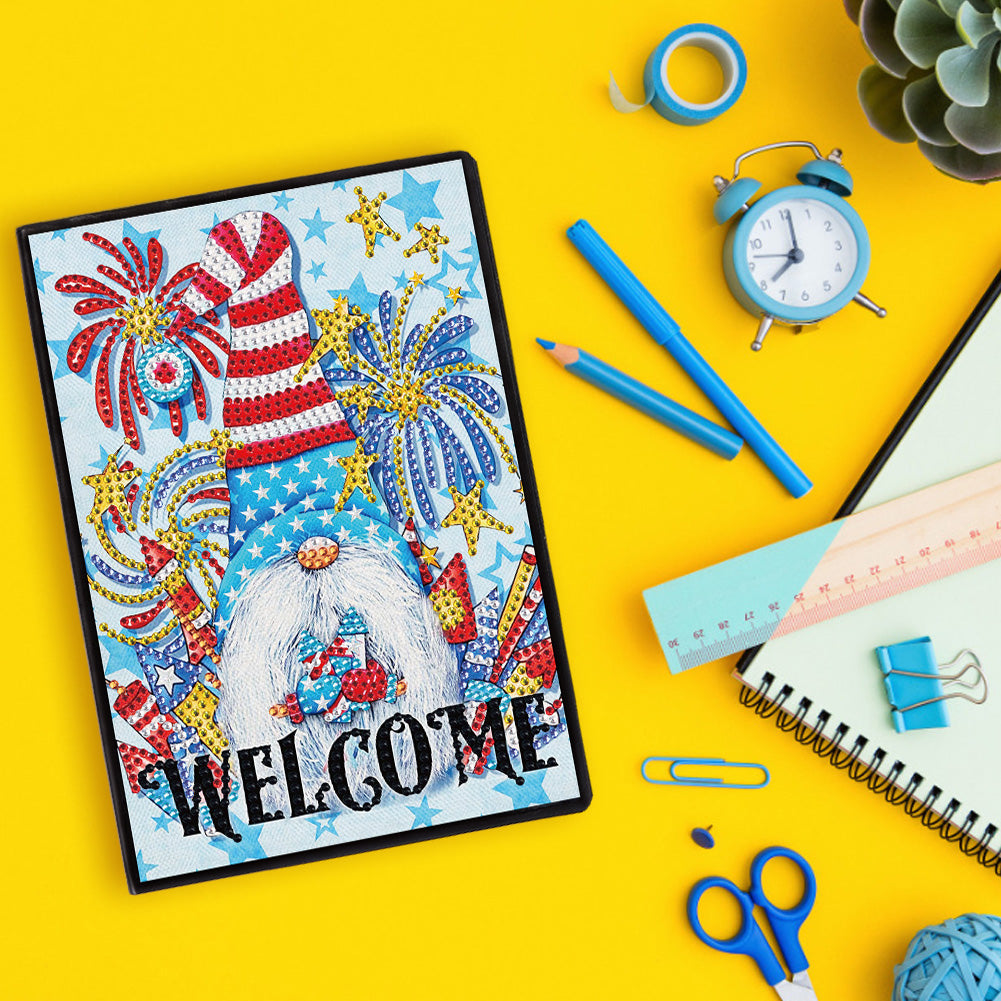 DIY Special Shaped Diamond Painting 50 Pages A5 Notebook Independence Day