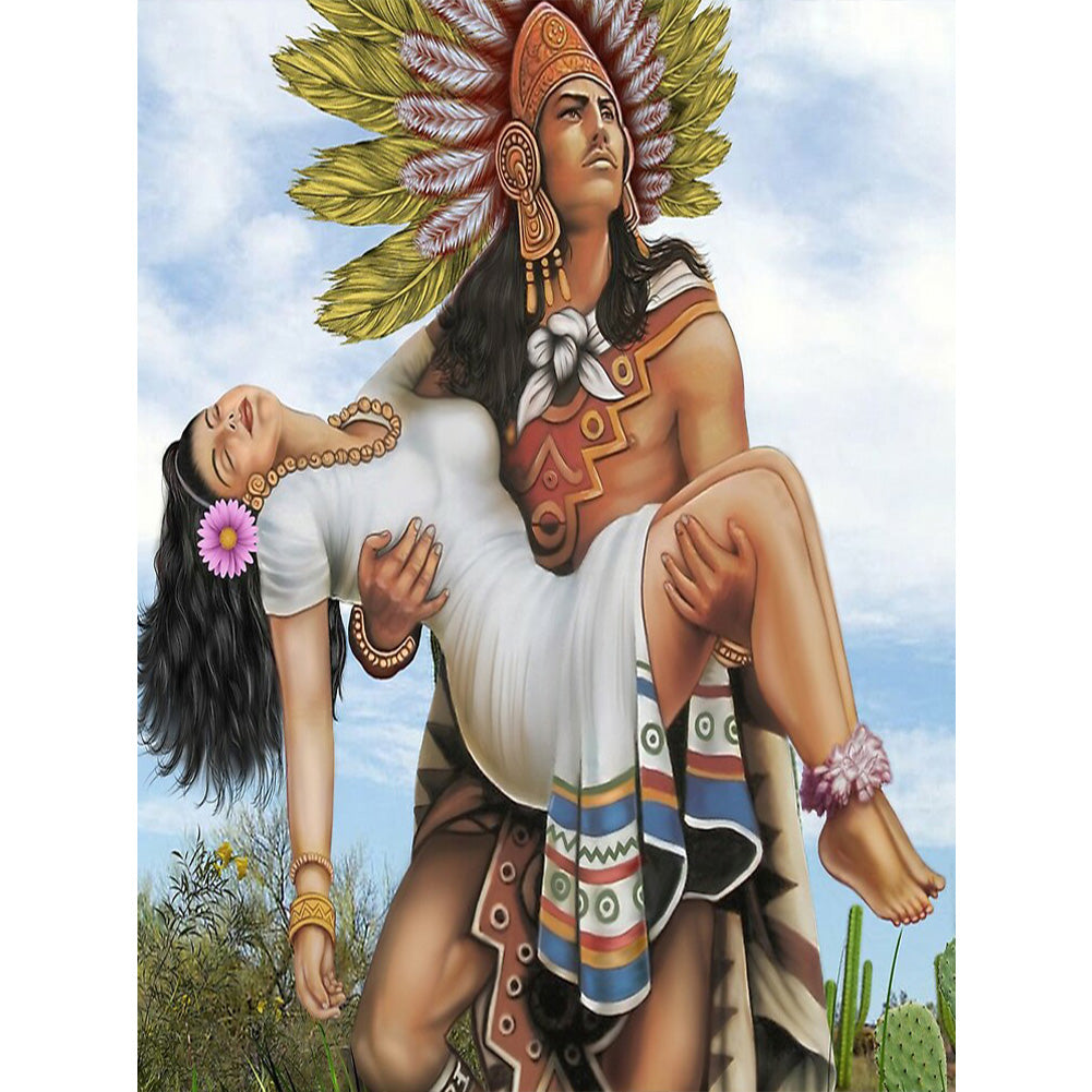 Aztec Warriors - Full Round Drill Diamond Painting 30*40CM