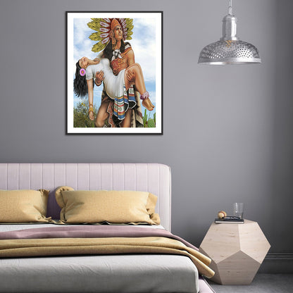 Aztec Warriors - Full Round Drill Diamond Painting 30*40CM